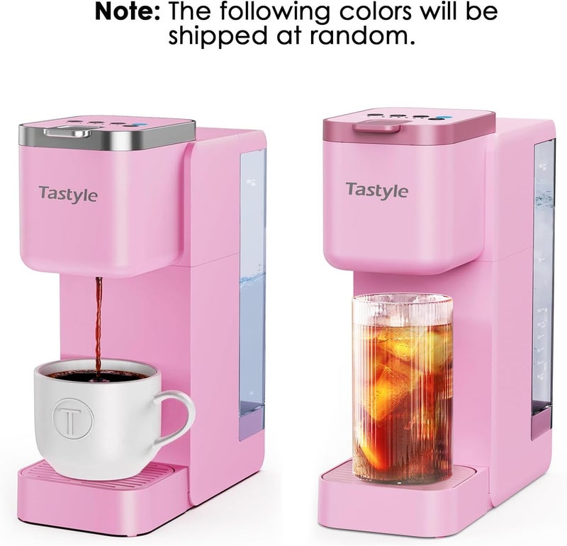 Tastyle Single Serve Coffee Maker, Iced and Hot Coffee Machine for K Cup & Grounds, Compact Design, 40oz Removable Water Reservoir, 6 to 24 Oz Brew Sizes, Fits 7.3" Travel Mug, Pink - Image 2
